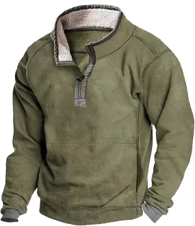 Shirt Men Men's Fleece Western Sweatshirt Casual Long Sleeve Stand Collar Zipper Pullover Sweaters Winter Tops