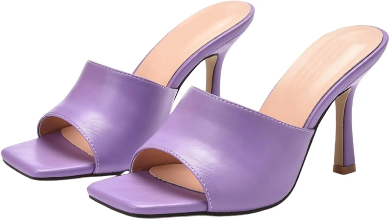 Slip on Elegant Pumps Women's Hight Heeled Sandals with Open Toes Square Toes and Stiletto Heels