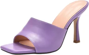 Slip on Elegant Pumps Women's Hight Heeled Sandals with Open Toes Square Toes and Stiletto Heels