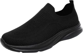 Slip on Walking Shoes for Men Comfy Knitted Memory Foam Breathable Fashion Sneakers Non Slip Arch Support Vacation Training Gym Shoes Wide Width