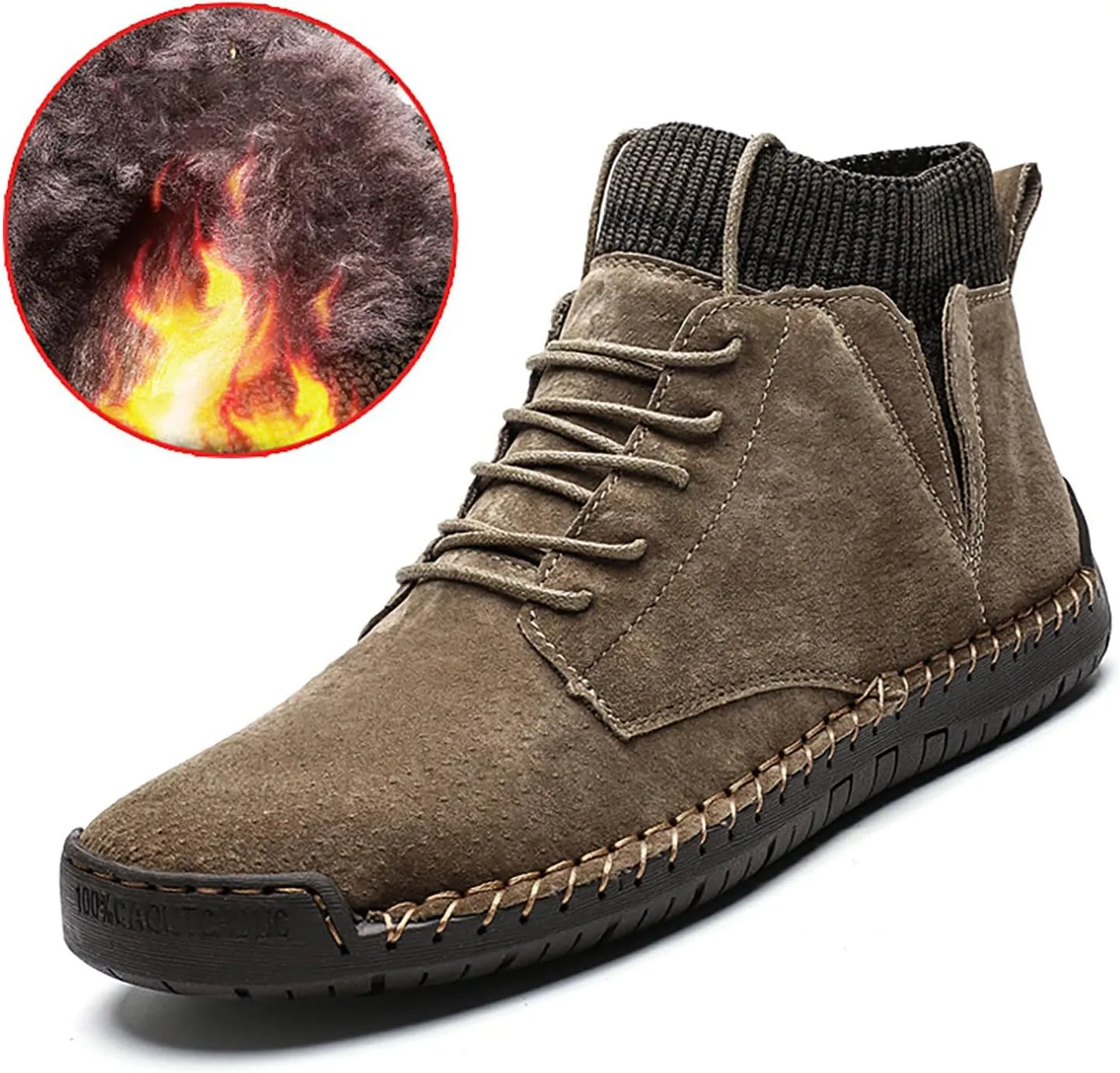Slip on Walking Shoes for Men Comfy PU Leather Memory Foam Ultra Lightweight Breathable Fashion Knitted Sock High Top Sneakers Non Slip Indoor Outdoor Sports Work Shoes for Men