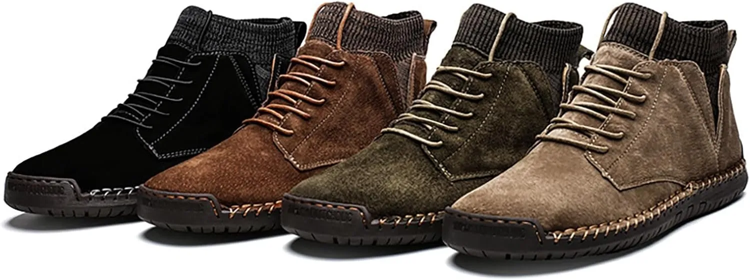 Slip on Walking Shoes for Men Comfy PU Leather Memory Foam Ultra Lightweight Breathable Fashion Knitted Sock High Top Sneakers Non Slip Indoor Outdoor Sports Work Shoes for Men