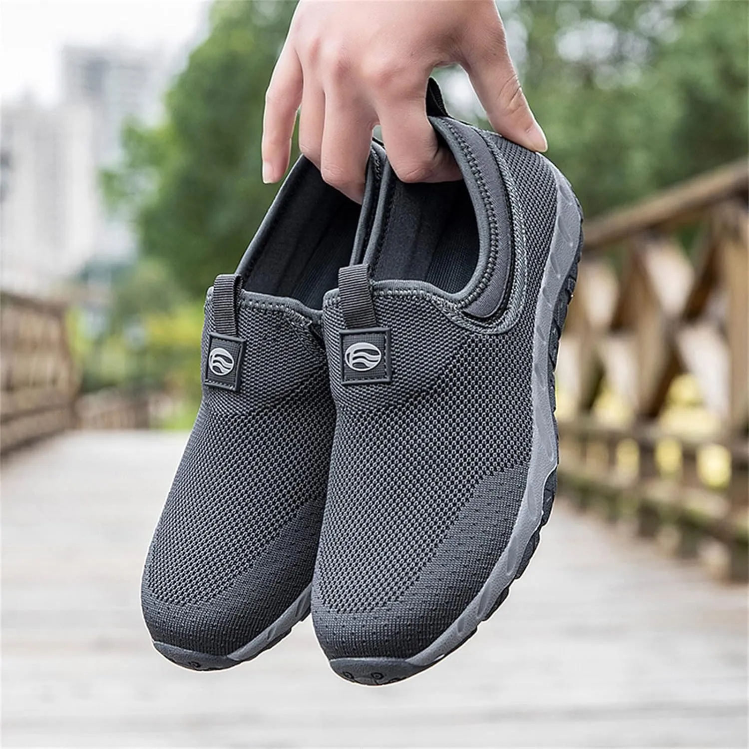 Slip on Walking Shoes Men Comfortable Memory Foam Breathable Fashion Sneakers Non Slip Arch Support Cushioning Athletic Running Shoes