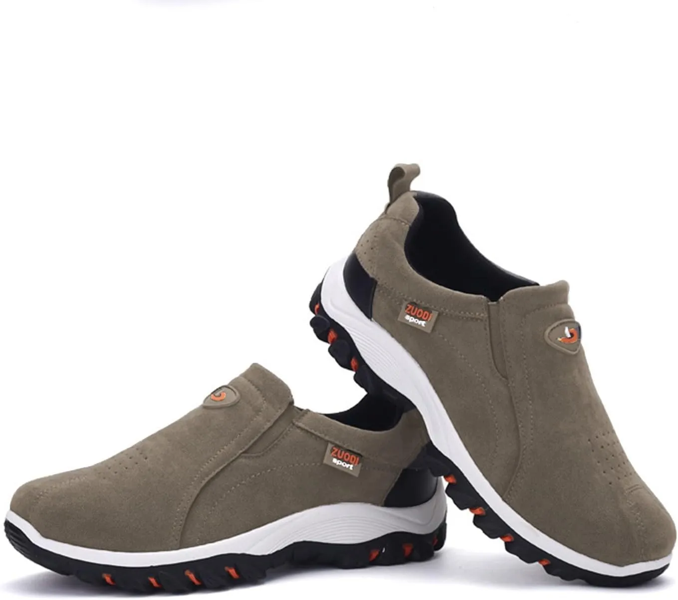 Slip on Walking Shoes Men PU Leather Hiking Shoes Comfortable Memory Foam Breathable Fashion Sneakers Non Slip Travel Jogging Workout Tennis Shoes Wide Width
