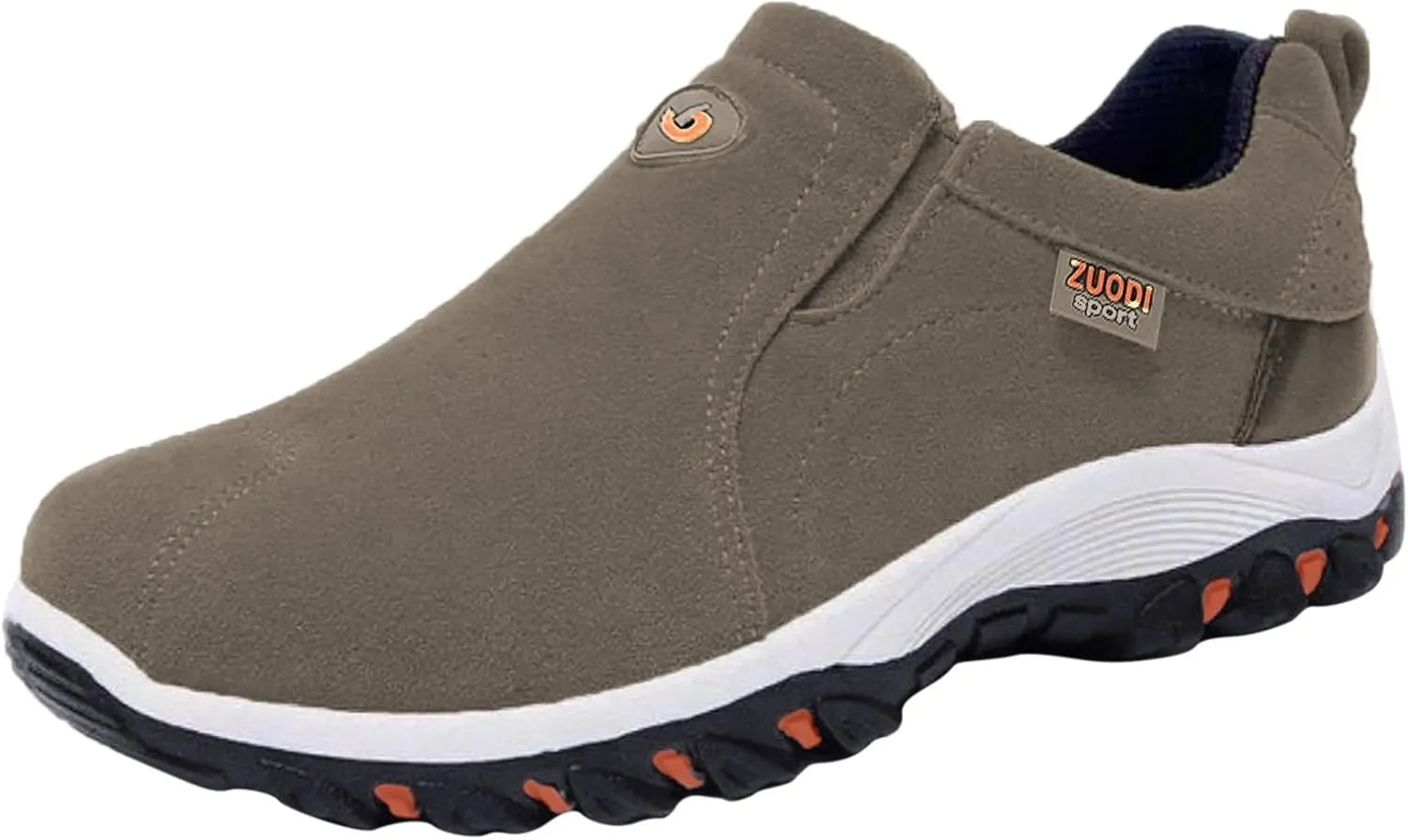 Slip on Walking Shoes Men PU Leather Hiking Shoes Comfortable Memory Foam Breathable Fashion Sneakers Non Slip Travel Jogging Workout Tennis Shoes Wide Width