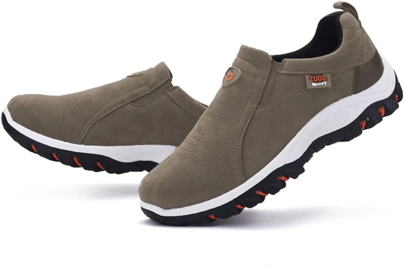 Slip on Walking Shoes Men PU Leather Hiking Shoes Comfortable Memory Foam Breathable Fashion Sneakers Non Slip Travel Jogging Workout Tennis Shoes Wide Width