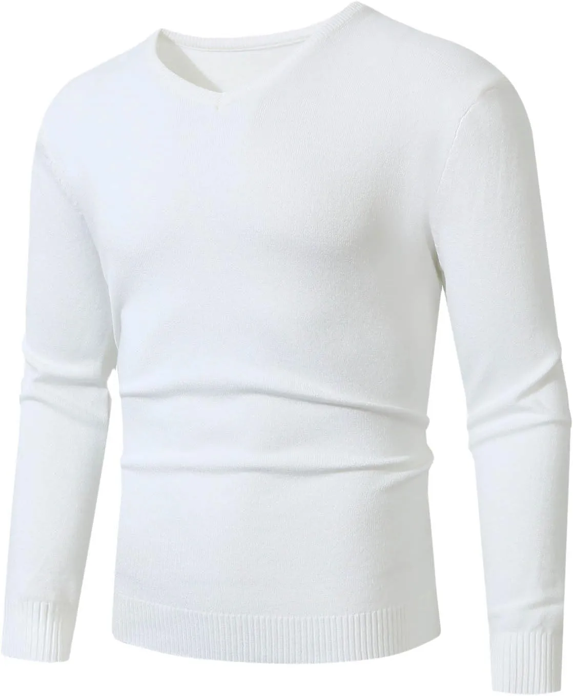 Soft Cozy Sweaters for Men V Neck Long Sleeve Pullover Sweater Slim Fit Dress Sweater Lightweight Knitted Sweaters