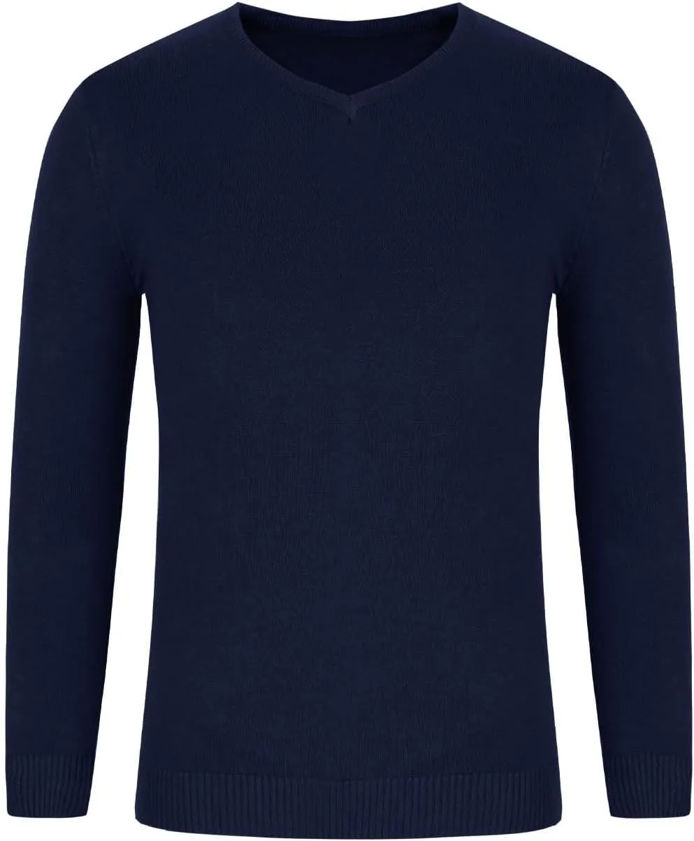 Soft Cozy Sweaters for Men V Neck Long Sleeve Pullover Sweater Slim Fit Dress Sweater Lightweight Knitted Sweaters