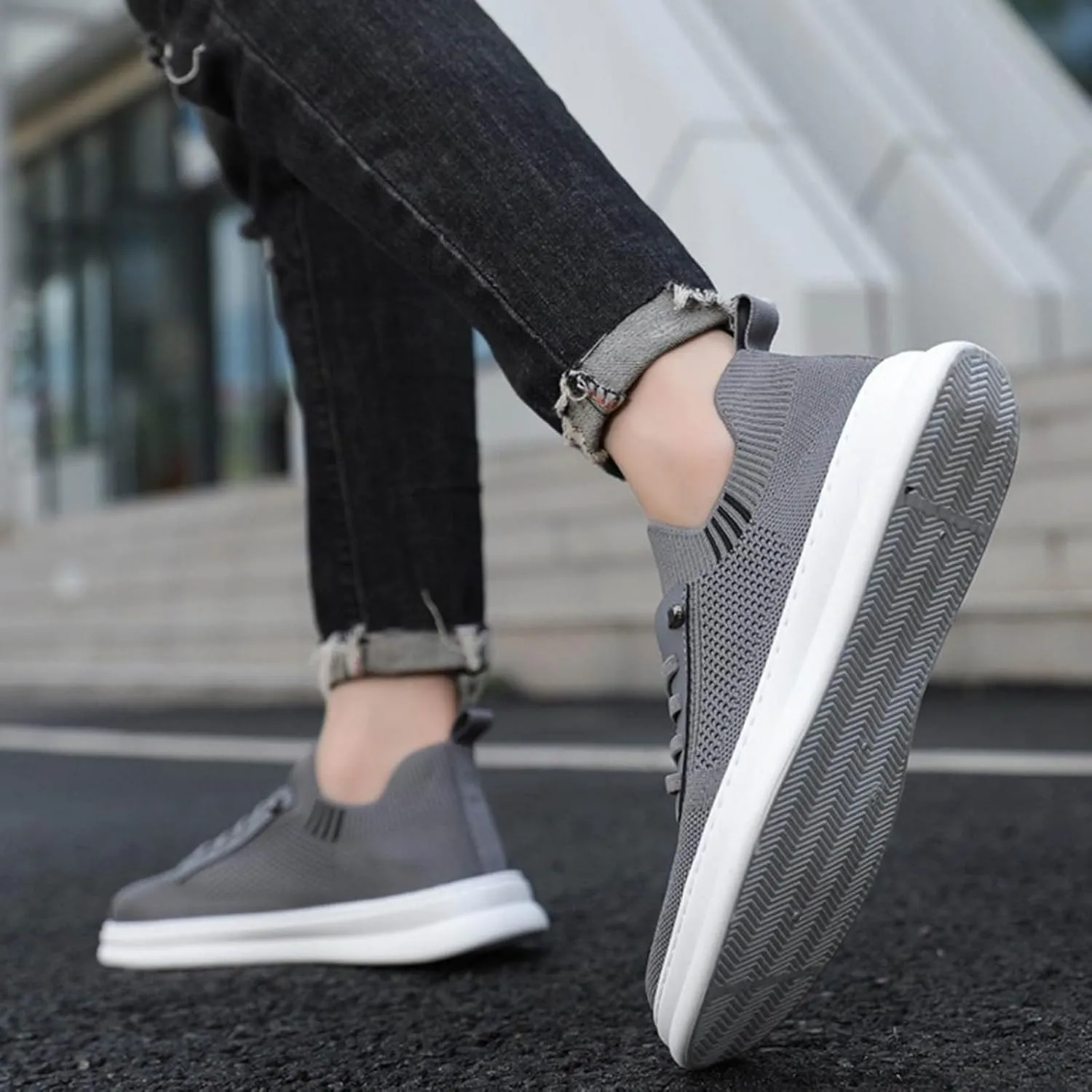 Stretch Men's Shoes Loafers & Slip-Ons Fashion Summer Autumn Men Sneakers Fly Woven Mesh Breathable Slip On