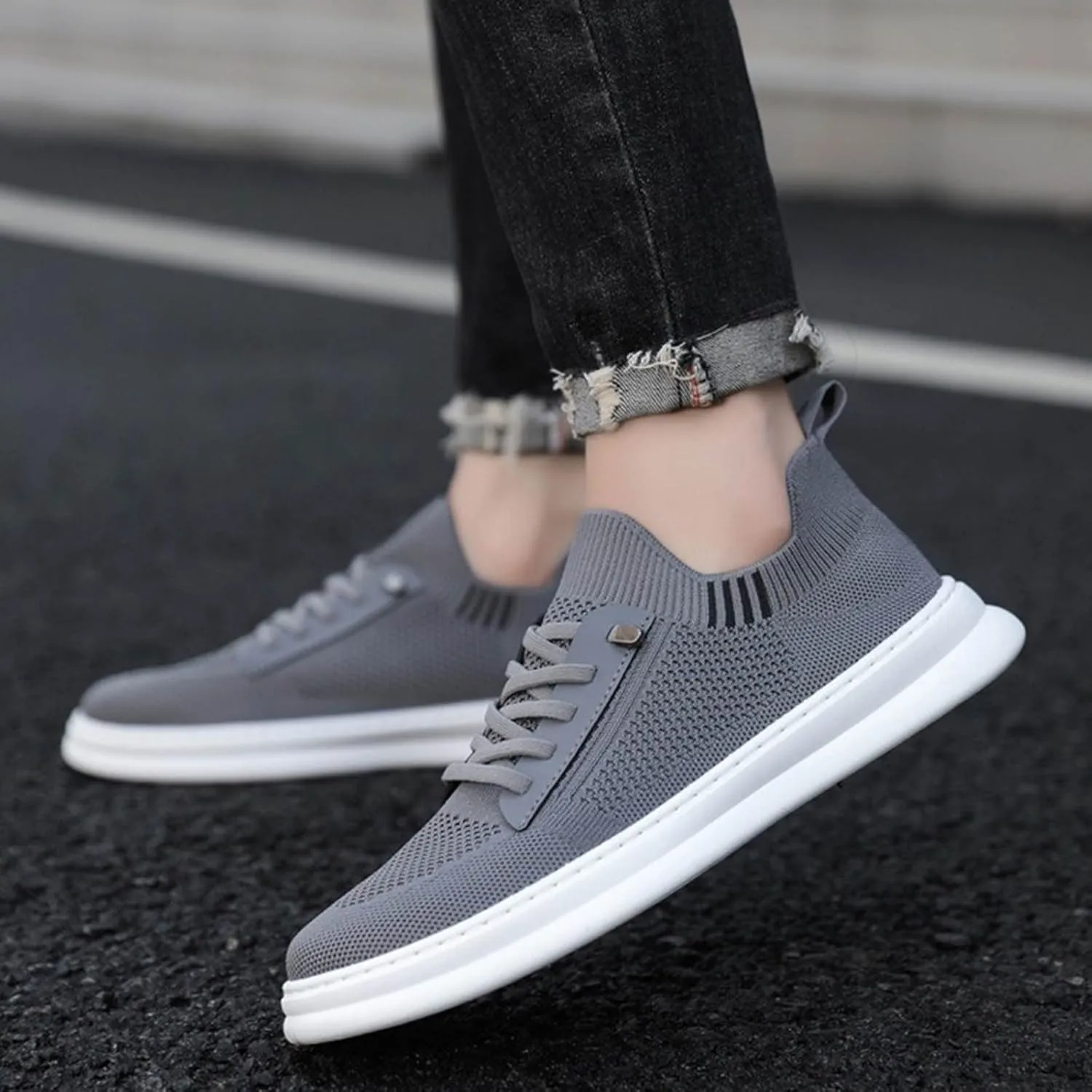 Stretch Men's Shoes Loafers & Slip-Ons Fashion Summer Autumn Men Sneakers Fly Woven Mesh Breathable Slip On