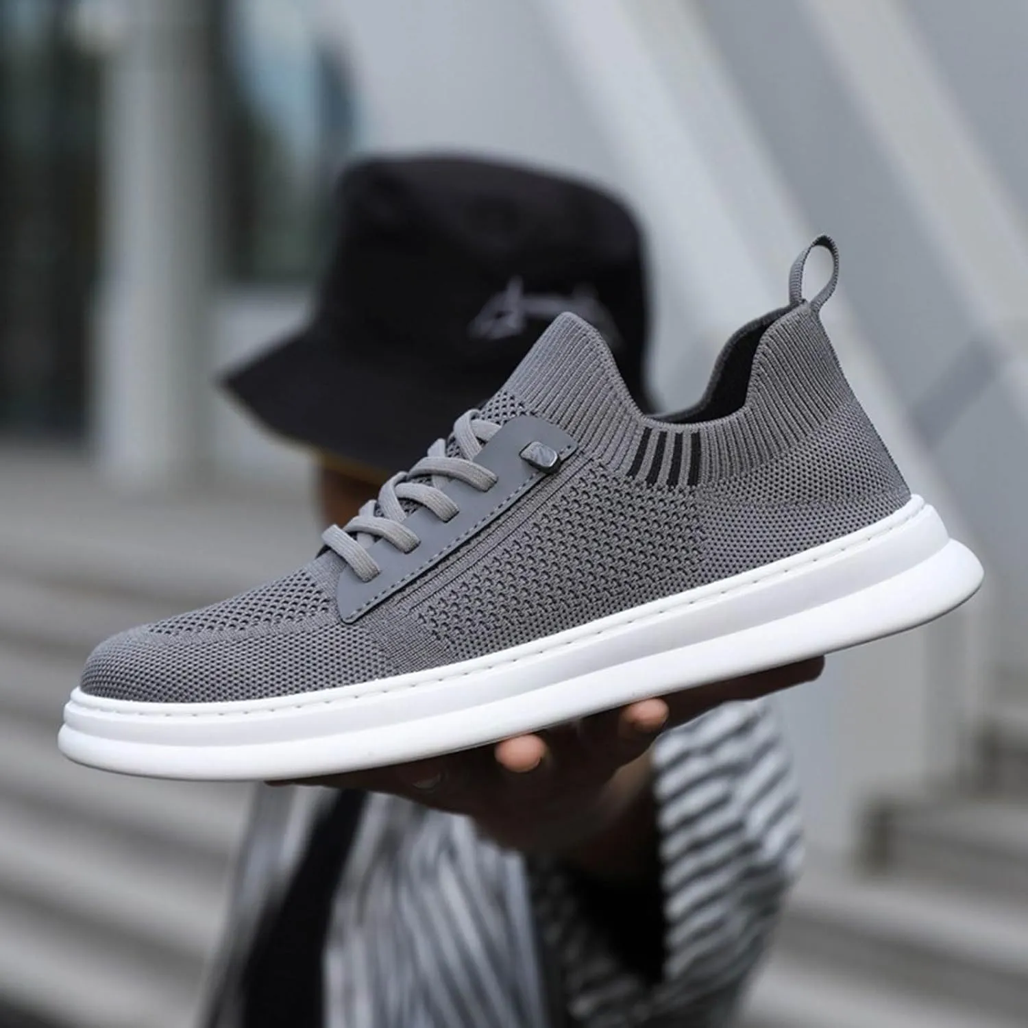 Stretch Men's Shoes Loafers & Slip-Ons Fashion Summer Autumn Men Sneakers Fly Woven Mesh Breathable Slip On