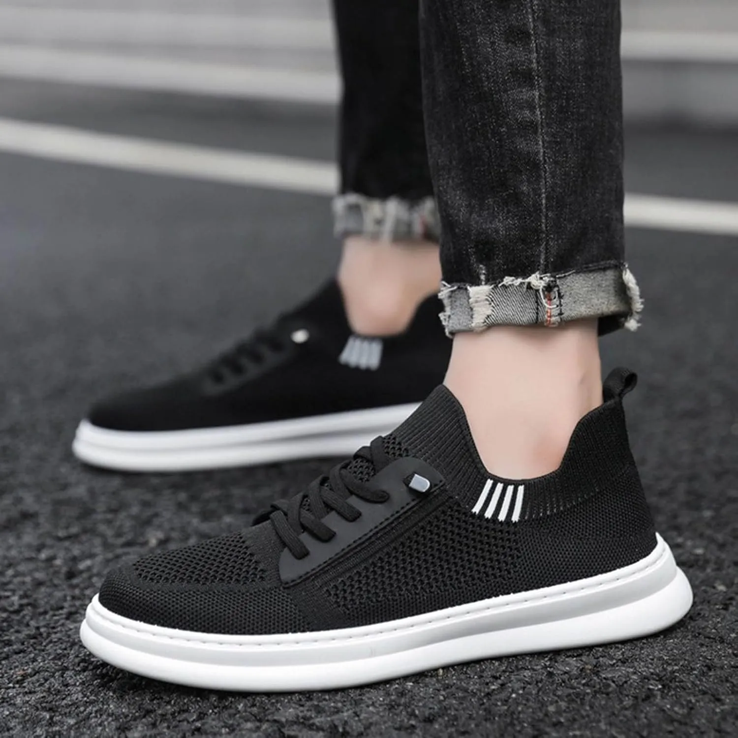 Stretch Men's Shoes Loafers & Slip-Ons Fashion Summer Autumn Men Sneakers Fly Woven Mesh Breathable Slip On