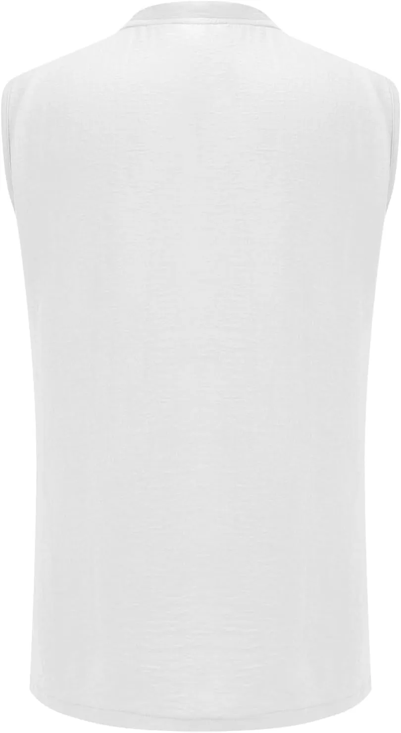 Summer Beach Tank Tops for Men V Neck Sleeveless Muscle Undershirts Solid Color Casual Tees Regular Fit Active Shirts