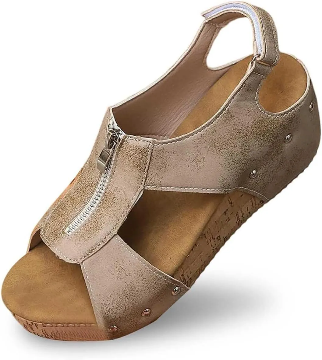 Summer Sandals for Women Summer Boho Beach Sandal Platform Wedge Sandals Lightweight 2025 Wide Width Comfortable Shoes with Ankle Strap Arch Support for Woman Summer Shoes Slip on Slides Sandal