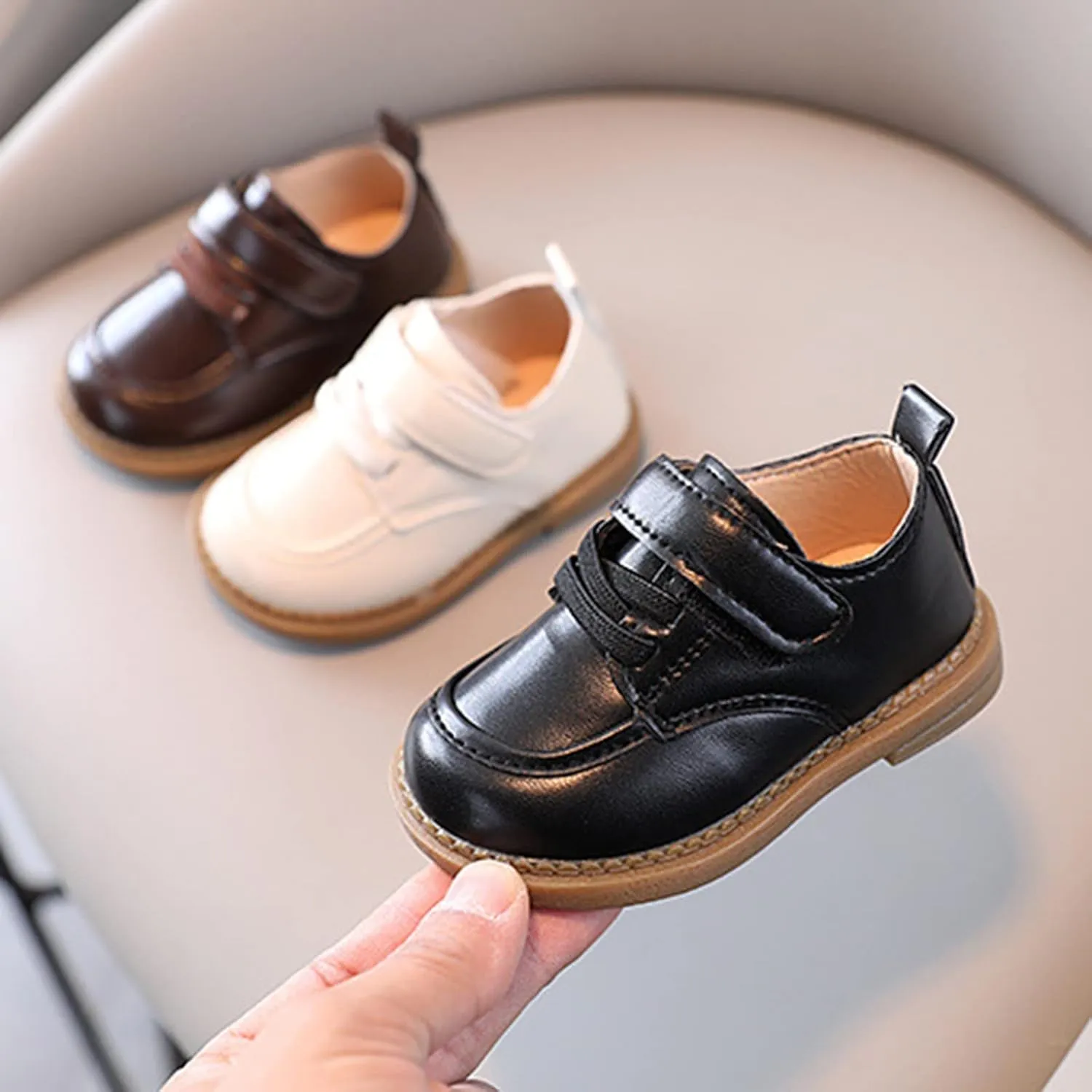 Summer Toddler Boys Casual Shoes Thick Sole Round Toe Buckle Fashion Walking Hook&Loop Style Shoes