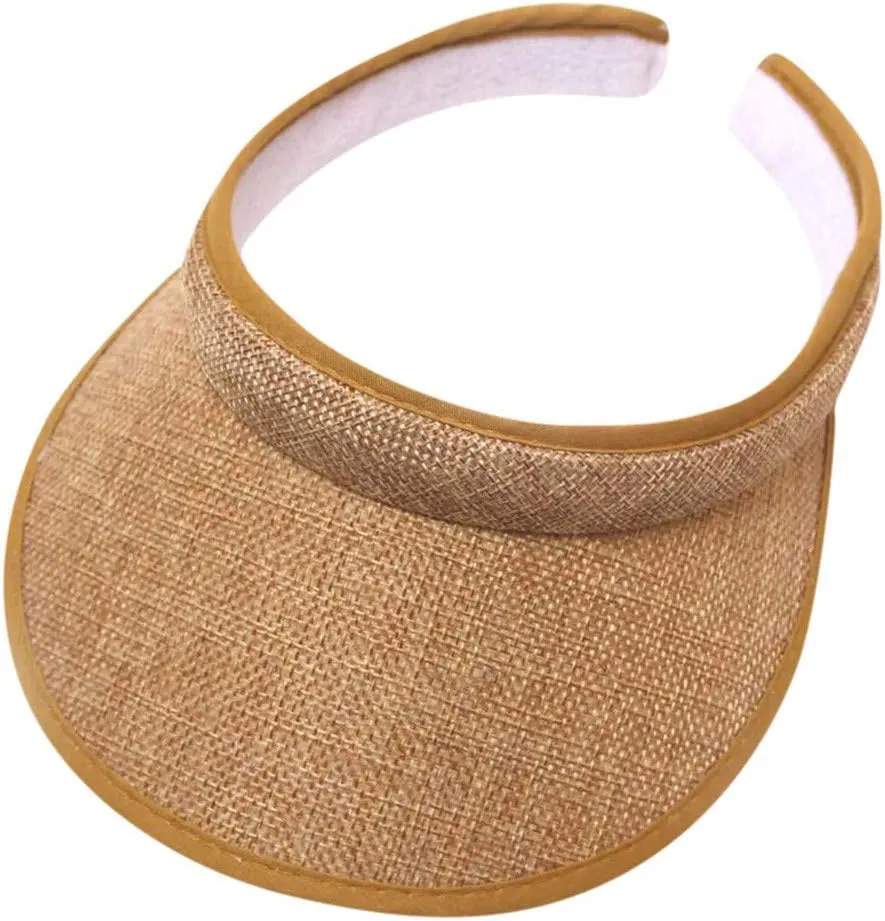Sun Visor Hats Summer Wide Brim Clip on Beach Hat Adjustable Large Brim Cap for Women
