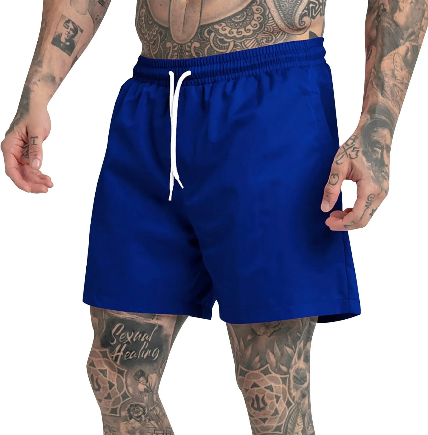 SUWBMHWE Men Gym Shorts, Men's Multifunctional 5 Minute Pants Solid Color Beach Sports Fitness Shorts