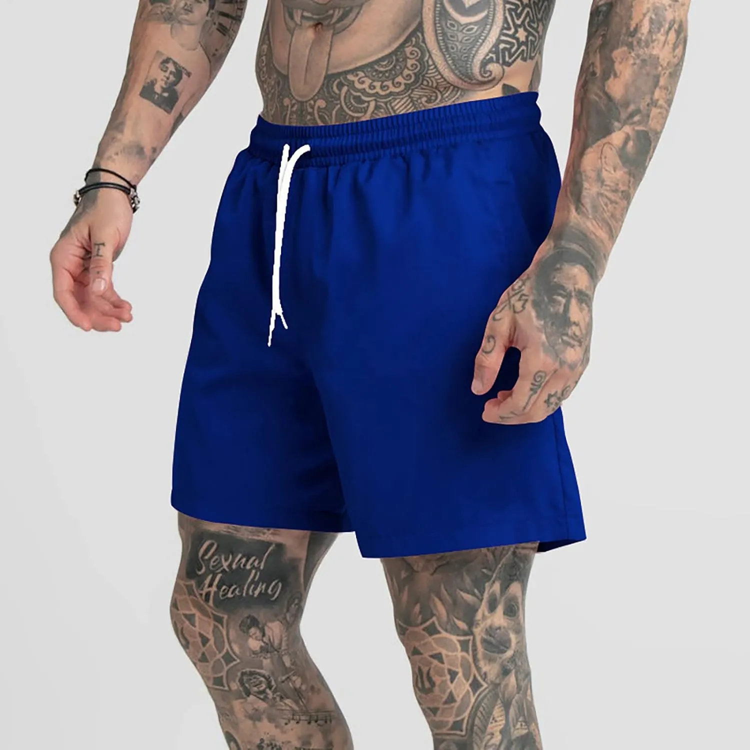 SUWBMHWE Men Gym Shorts, Men's Multifunctional 5 Minute Pants Solid Color Beach Sports Fitness Shorts