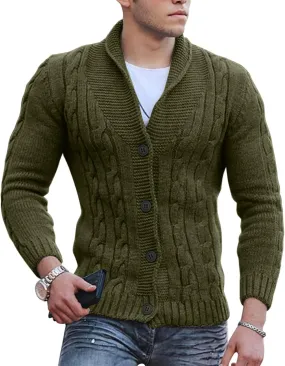 Sweaters for Men Mens V Neck Button Down Long Sleeve Knitted Cardigan Sweaters with 2 Front Pockets