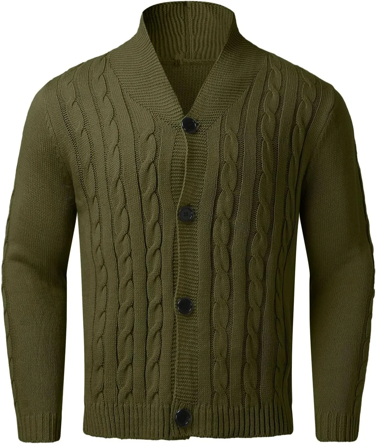 Sweaters for Men Mens V Neck Button Down Long Sleeve Knitted Cardigan Sweaters with 2 Front Pockets