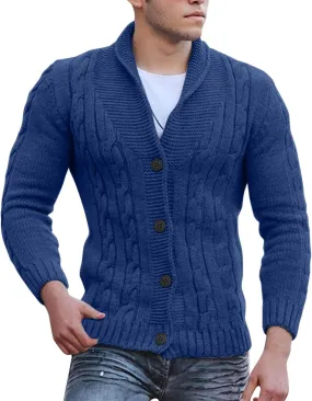 Sweaters for Men Mens V Neck Button Down Long Sleeve Knitted Cardigan Sweaters with 2 Front Pockets