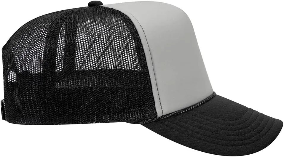The Hat Pros High Crown 5 Panel Mesh Back Foam Front Trucker Cap with Snapback Closure | Bulk Packs Available