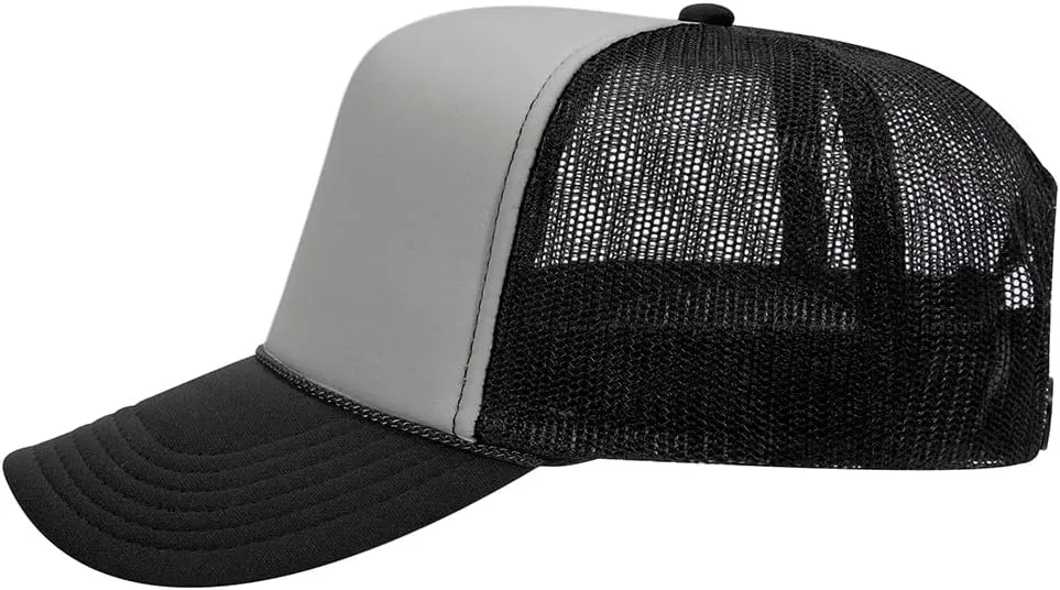 The Hat Pros High Crown 5 Panel Mesh Back Foam Front Trucker Cap with Snapback Closure | Bulk Packs Available