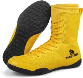 THESTRON Men's Professional Boxing Wrestling Shoes Breathable Fighting Training Boots Male Combat Shoes Man High Top Fitness Sports Sneakers