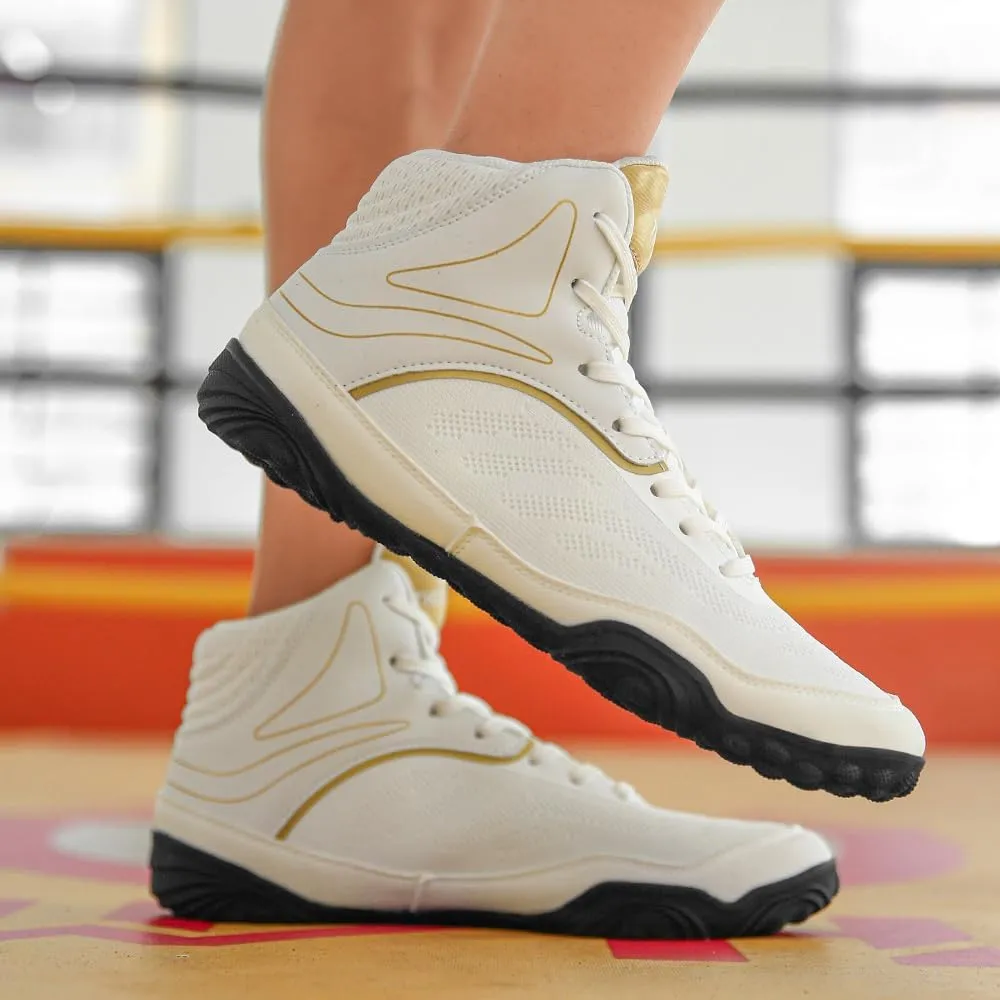 THESTRON Men's Professional Boxing Wrestling Shoes Breathable Fighting Training Boots Male Combat Shoes Man High Top Fitness Sports Sneakers