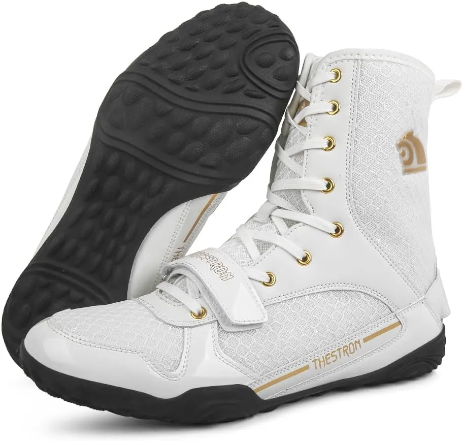 THESTRON Men's Professional Boxing Wrestling Shoes Breathable Fighting Training Boots Male Combat Shoes Man High Top Fitness Sports Sneakers