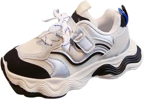 Toddler Kids Sneakers Boys Girls Lightweight Breathable Strap Athletic Tennis Lace-Up Shoes for Running Walking
