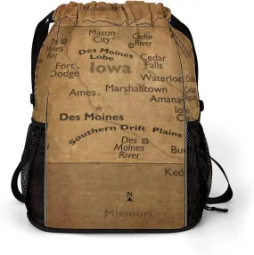 Vintage Maps of Montana Storage Bag Drawstring Sports Pocket Backpack, Shoe Bags, Multi-Function Bags