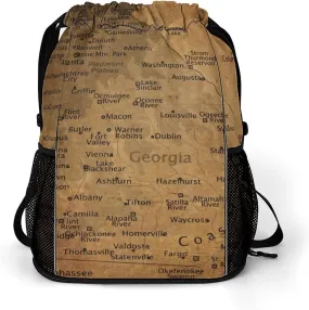 Vintage Maps of Montana Storage Bag Drawstring Sports Pocket Backpack, Shoe Bags, Multi-Function Bags
