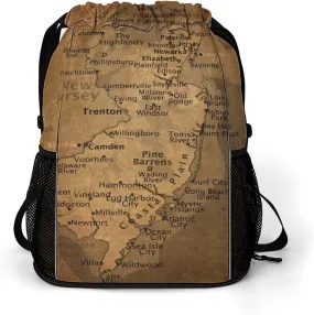 Vintage Maps of Wisconsin Storage Bag Drawstring Sports Pocket Backpack, Shoe Bags, Multi-Function Bags