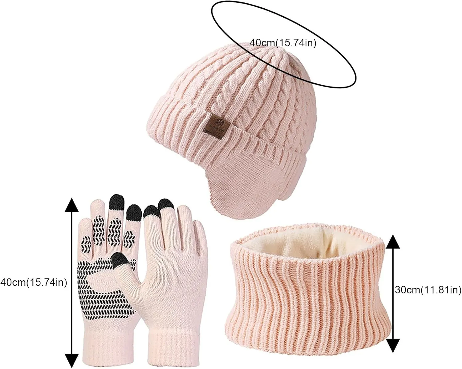 Warmer Winter Warm Knitted Sets Slouchy Beanie Hats Neck Scarves Touchscreen Gloves Scarf 3 Pieces Set for Men Women