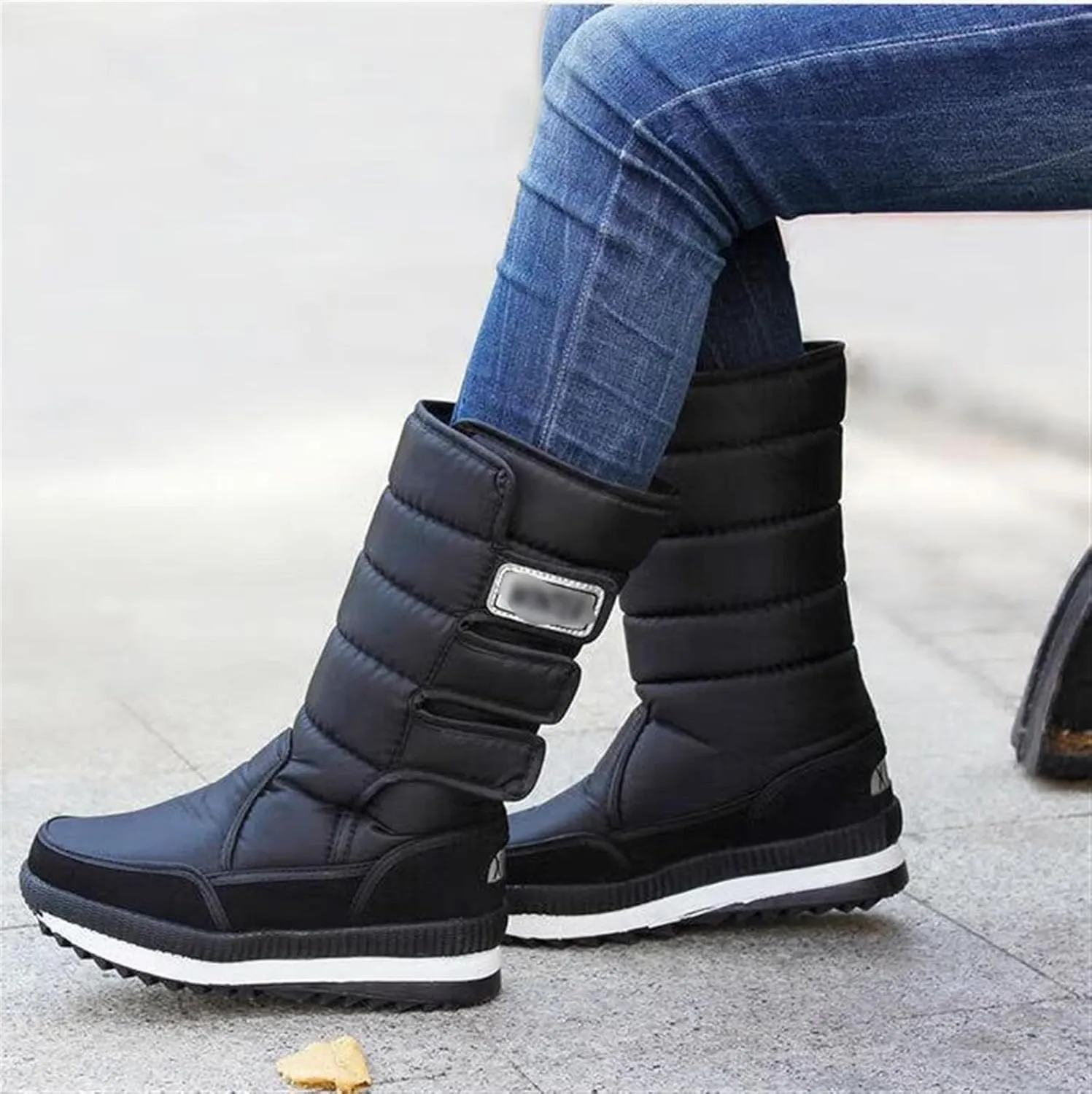 Water Resistant Hiking Boots for Men, Men's Winter Warm Waterproof Fur Lined Anti Slip Tall Snow Boots, Paste Light Walking Boots, for Working Camping, Hiker, Trekking, Trail