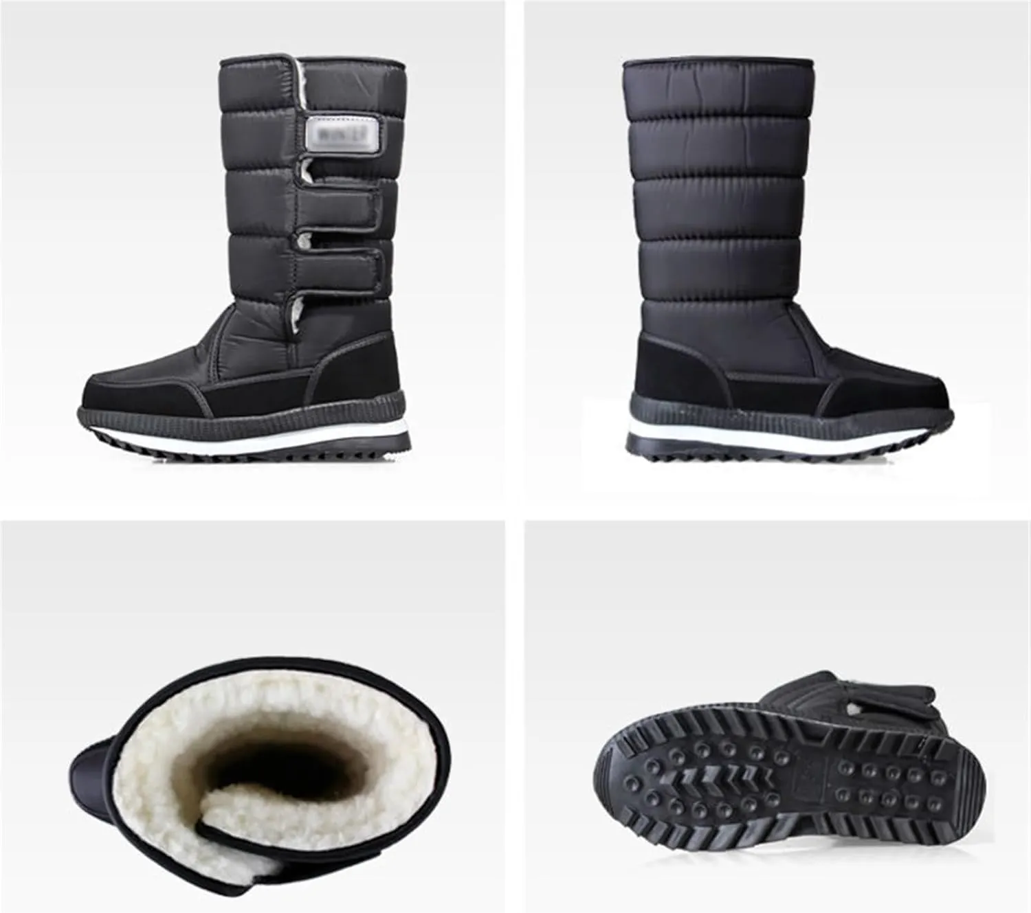 Water Resistant Hiking Boots for Men, Men's Winter Warm Waterproof Fur Lined Anti Slip Tall Snow Boots, Paste Light Walking Boots, for Working Camping, Hiker, Trekking, Trail