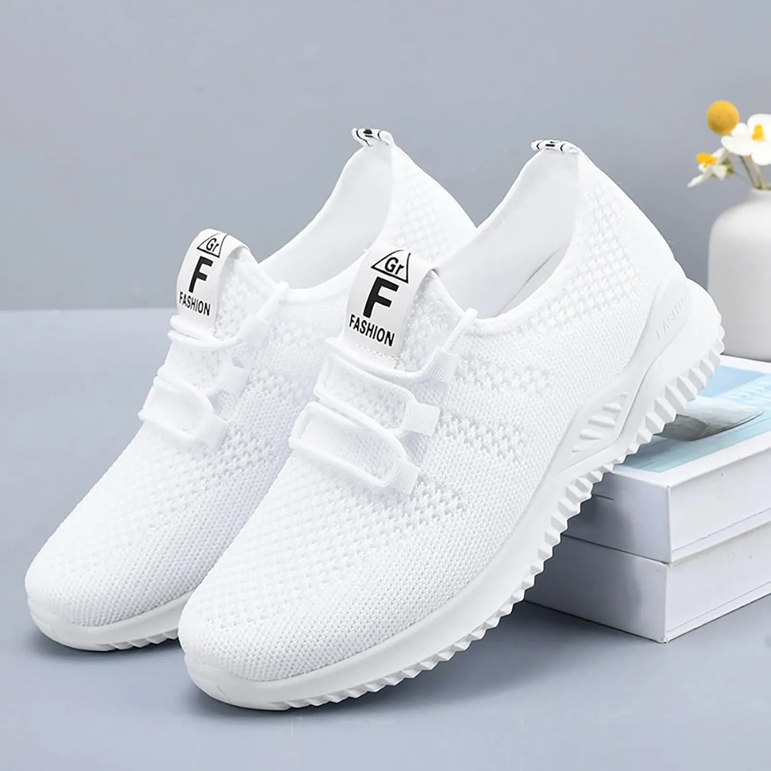 Wide Toe Box Shoes Women Non Slip Tennis Sneakers Feet Arch Support Walking Shoes Lace-up Running Athletic Shoe Diabetes Breathable Gym Workouts
