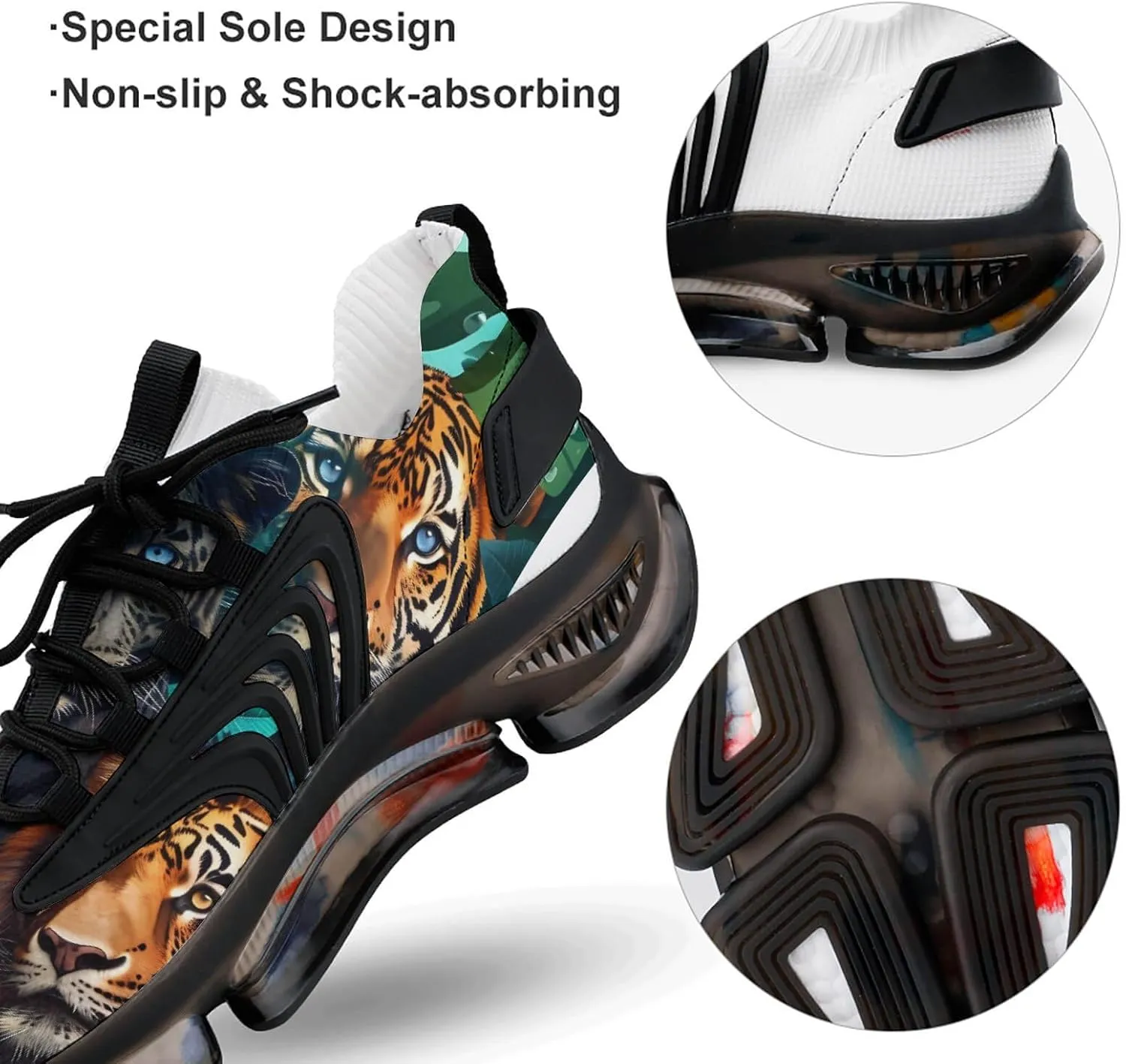 Wild Animals Tigers Leopard Men's Running Shoes Lightweight Walking Shoe Breathable Sneaker