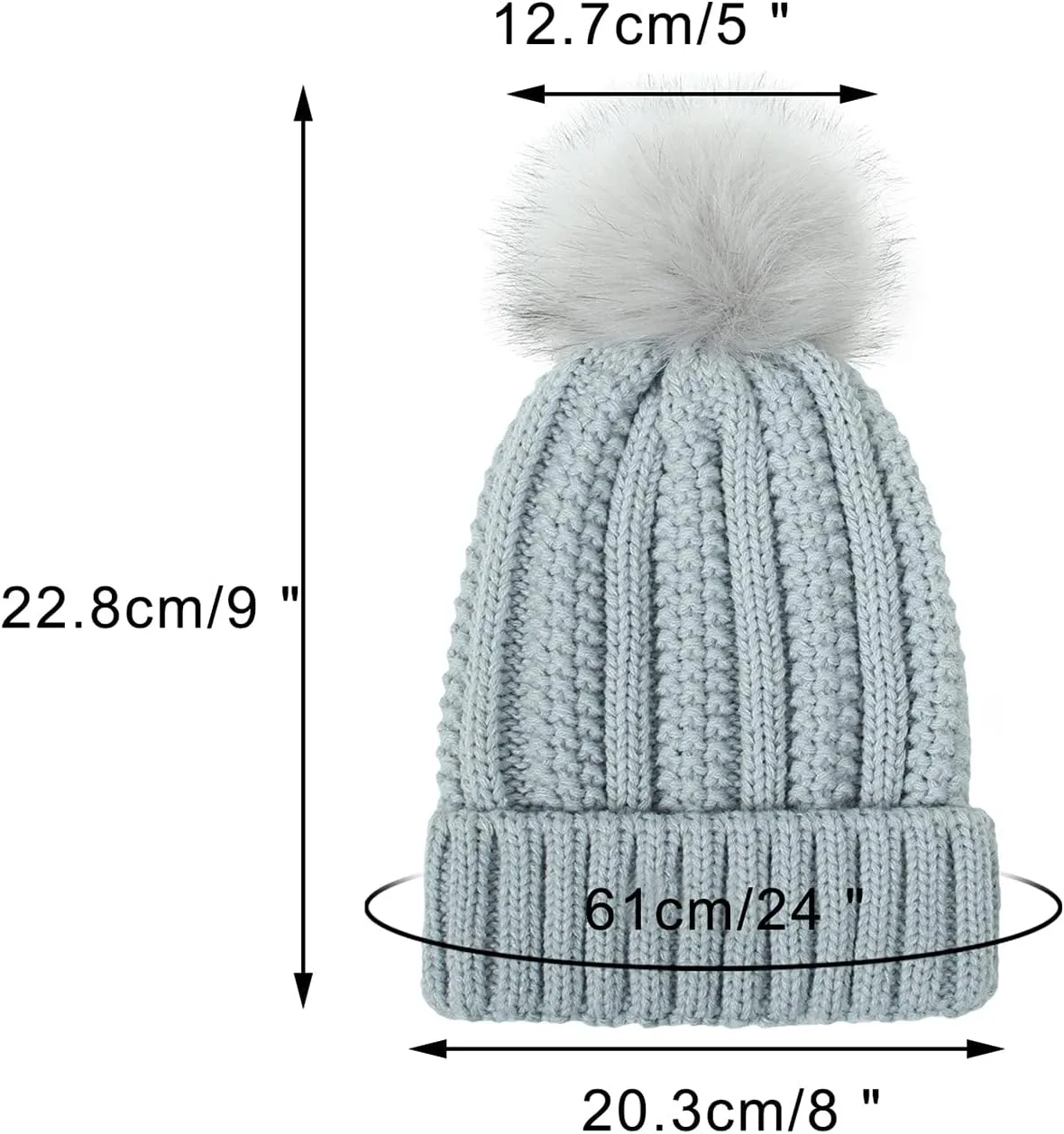 Winter Beanie Hats for Women Warm Cable Knitted Beanies with Pompom Soft Thermal Satin Lined Skull Cap Chunky Hat