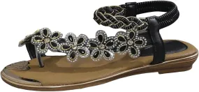 Women Flat Floral Flip Flops Boho Casual Shoes Women's Orthopaedic Sandals Elegant Cork Sandals for Women Suede (Black, 9)