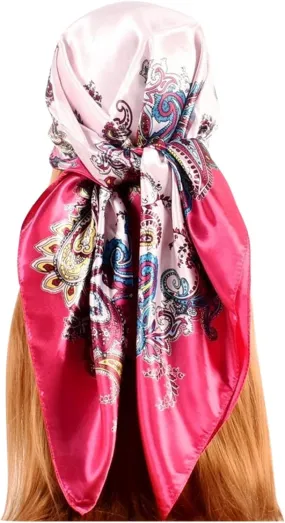 Women Silk Scarfs Lightweight Fashion Scarves Turbans Floral Printed Neckerchief Beach Towel Shawl Hair Wrap