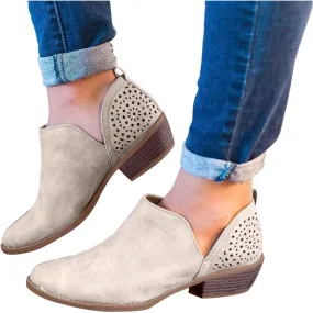 Womens Boots Platform Ankle Boots Western Cowboy Boots Pointed Toe Fashion Retro Classic Low Heel Ankle Booties