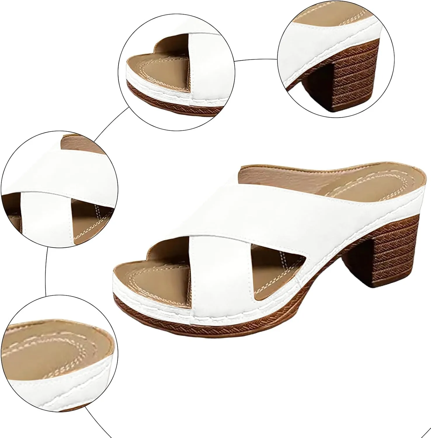 Women's Chunky Low Heel Sandals Thick Heel Strap Women's Outdoor Shoes Fashionable And Casual Fish Mouth Open Beach