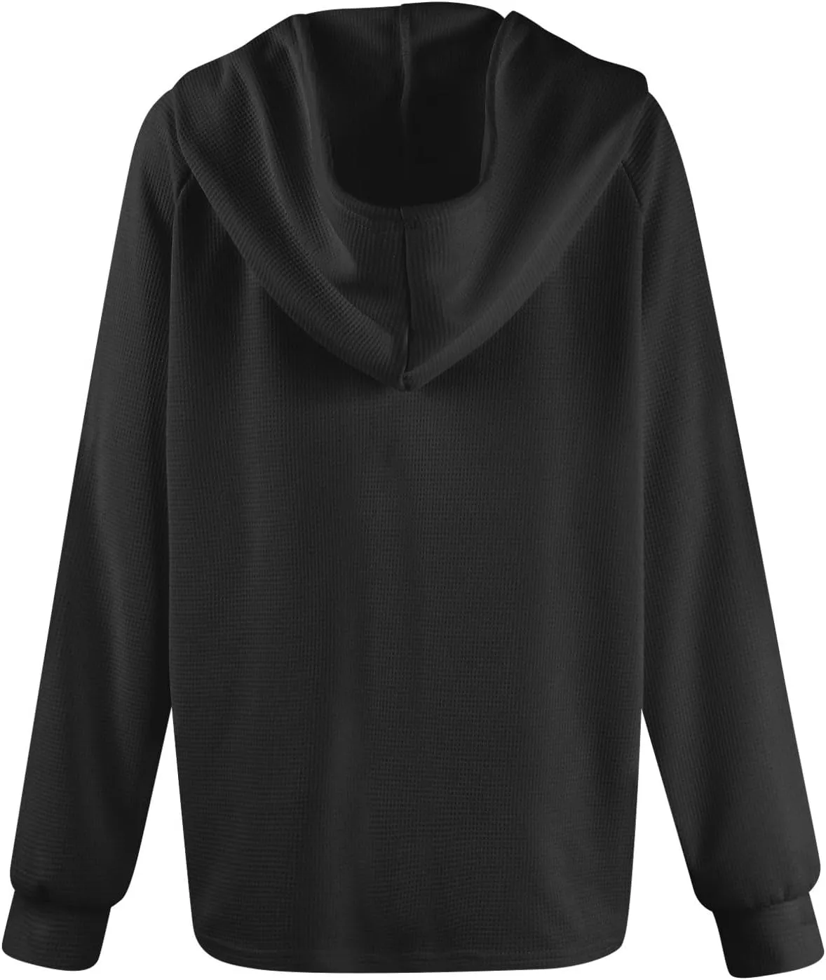 Womens Fall Fashion 2024 ButtonDown Henley V Neck Sweatshirts Waffle Drawstring Hoodie Solid Long Sleeve Pullover