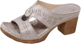 Women's Heeled Sandals Ladies' Open Toe Thick Heeled Sandals With A Fish Mouth Large Size Summer European And Heels
