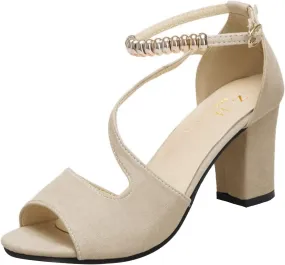 Women's Leather Sandals Fashion High-Heeled Gold Summer With Women Sandals