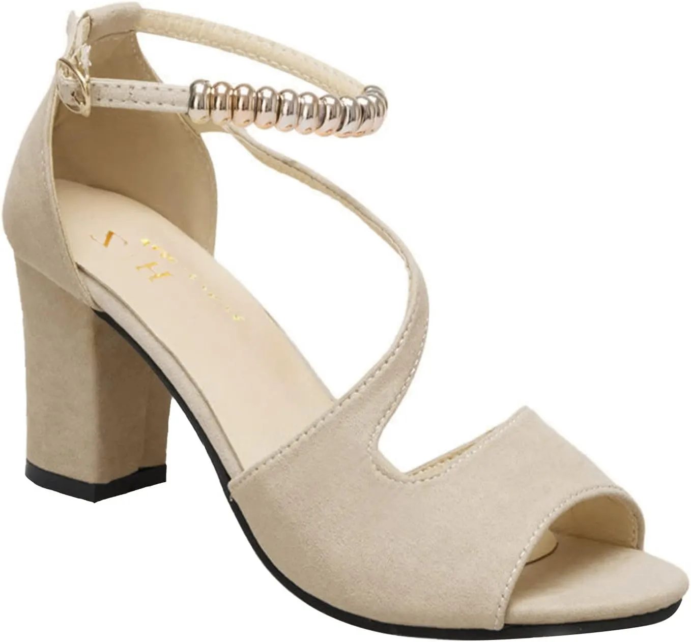Women's Leather Sandals Fashion High-Heeled Gold Summer With Women Sandals