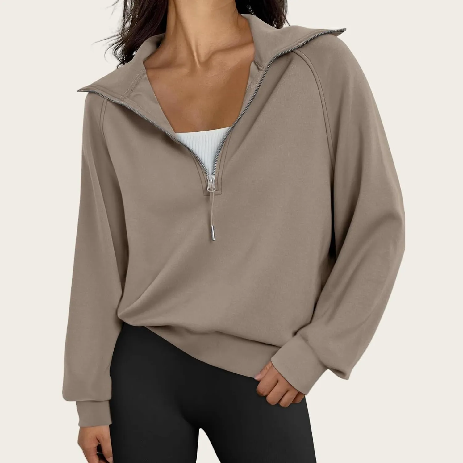 Womens Oversized Sweatshirts Fleece Half Zip Pullover Long Sleeve Teen Girls Fall Y2K Clothes