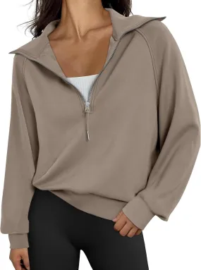 Womens Oversized Sweatshirts Fleece Half Zip Pullover Long Sleeve Teen Girls Fall Y2K Clothes
